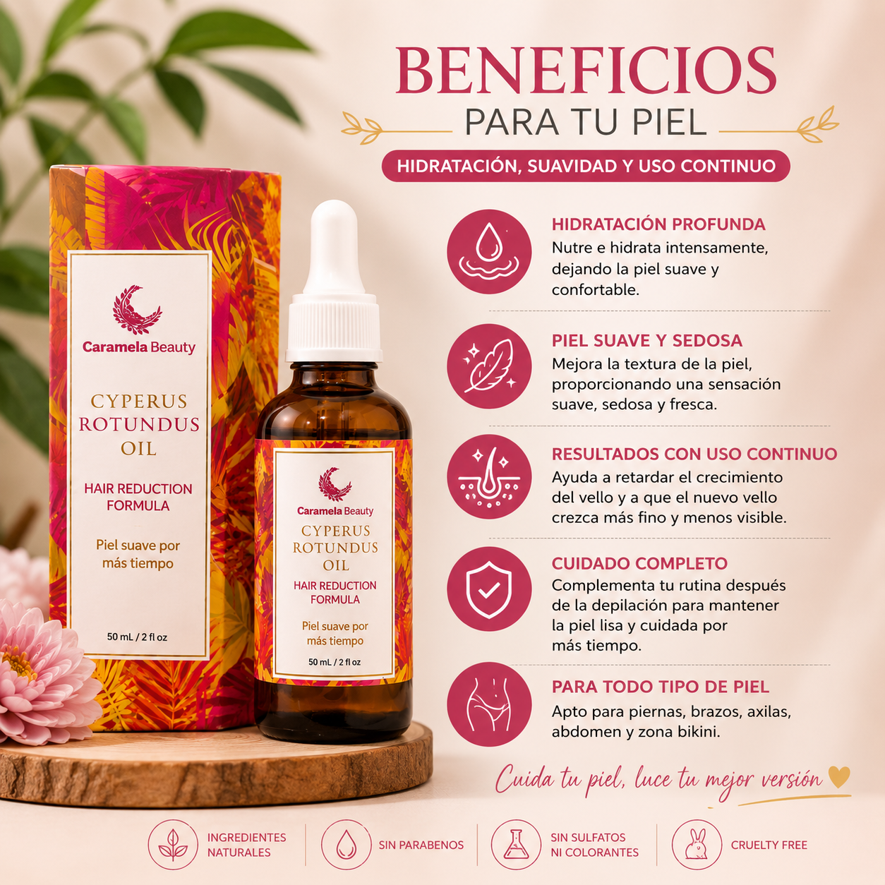 🌿 Cyperus Rotundus Oil – Aceite corporal para después de la depilación