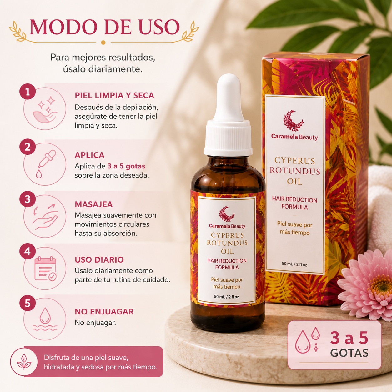 🌿 Cyperus Rotundus Oil – Aceite corporal para después de la depilación