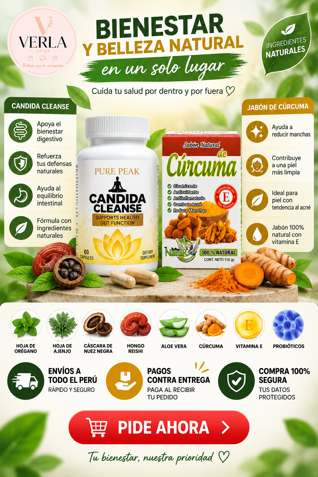 Candida Cleanse – 60 Cápsulas + Jabón de Cúrcuma GRATIS 🎁