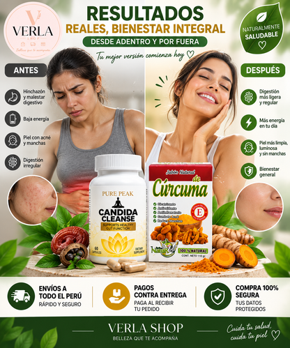Candida Cleanse – 60 Cápsulas + Jabón de Cúrcuma GRATIS 🎁