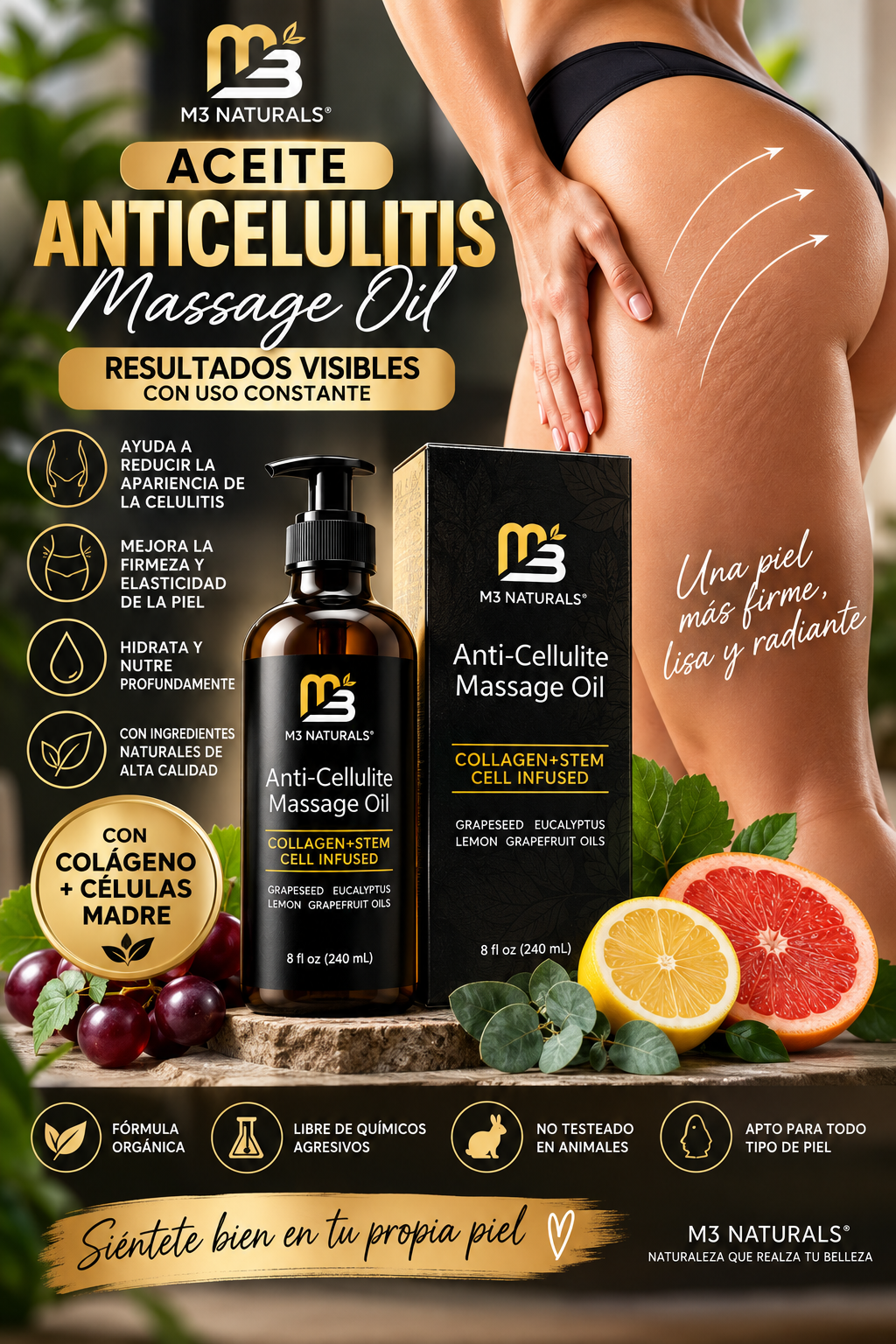 Aceite Anticelulitis M3 Naturals  240 ml