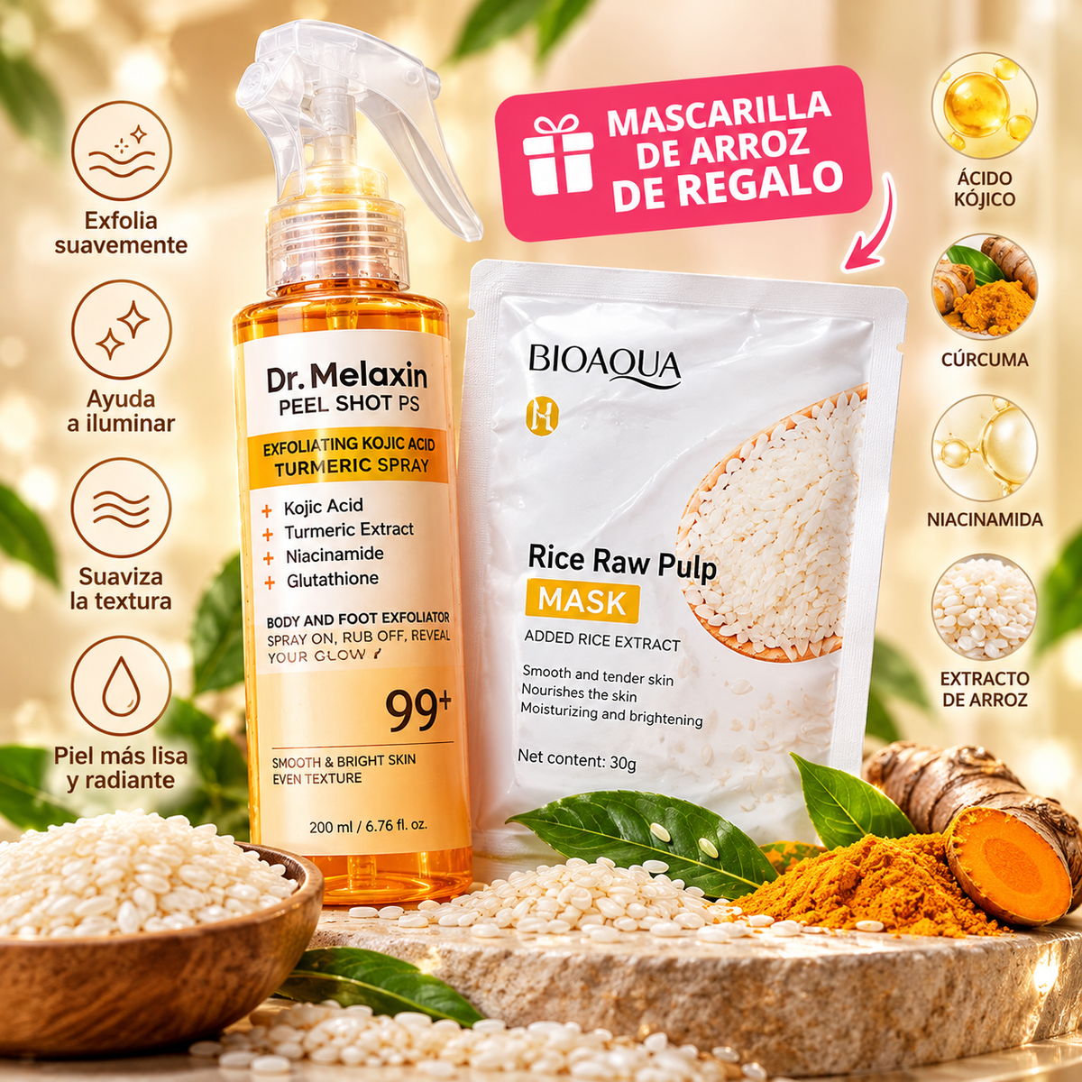 Dr. Melaxin Peel Shot PS 200 ml + Mascarilla de Arroz de Regalo